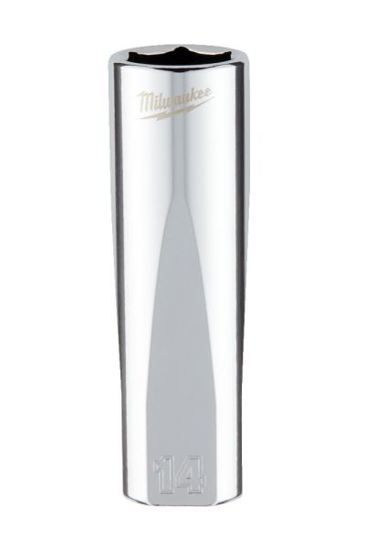 Головка торцева хромована ⅜″ 6гр. MILWAUKEE, подовжена, 14мм