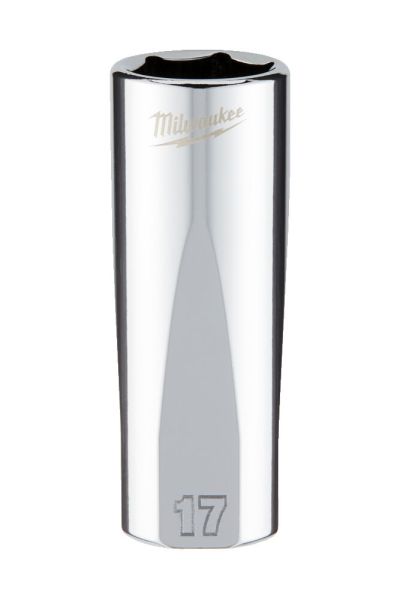 Головка торцева хромована ⅜″ 6гр. MILWAUKEE, подовжена, 17мм