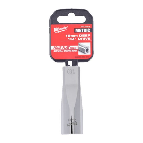 Головка торцева хромована ½” 6гр. MILWAUKEE, подовжена, 19мм