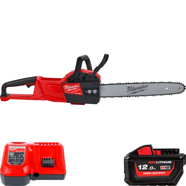 Пила ланцюгова акумуляторна MILWAUKEE, M18FCHS-121, 400 мм (+ заряд.пристрій, 1 акум.Х 12Аг, олія для змащення, ключ)
