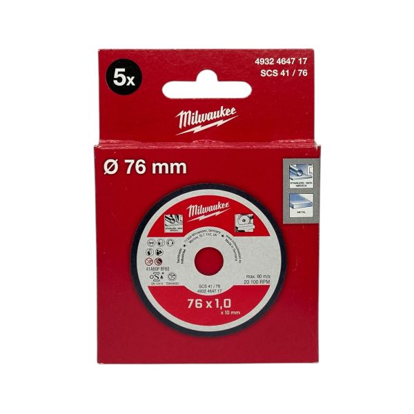 Диск відрізний по металу MILWAUKEE SCS41/76, 76мм для M12 FCOT (5 шт.)