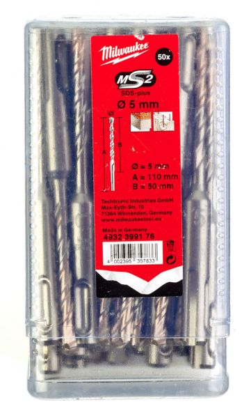 Бур SDS-PLUS M2 MILWAUKEE, діаметр 5,0х110х50мм, (50шт)