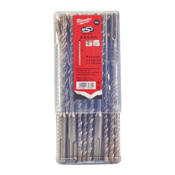 Бур SDS-PLUS M2 MILWAUKEE, діаметр 5,5х160х100мм, (50шт)