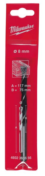 Свердло по дереву триточкове MILWAUKEE, діаметр 8х117мм