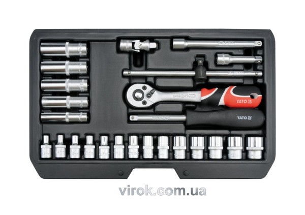 Набір головок торцевих YATO : CrV, квадрат 1/4