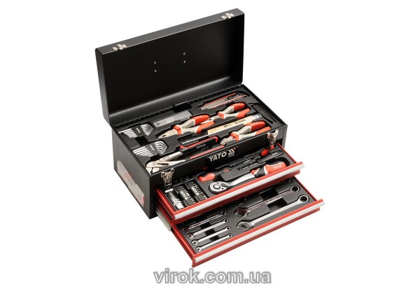 Ящик YATO з інструментами 80 шт., 3-ярусний з 2 шуфлядами [1/18]