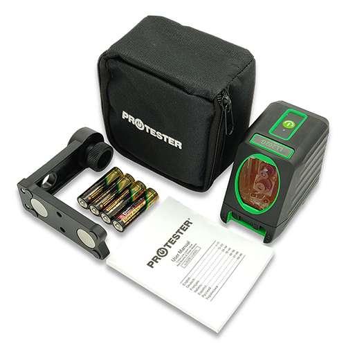 Лазерний нівелір, 2 лінії, 1H/1V, 2 лазерні модулі (зелений промінь) PROTESTER LL202G