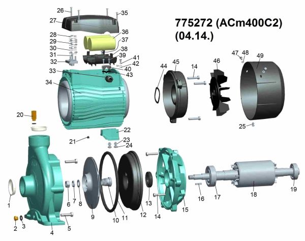 Насос відцентровий 4.0кВт Hmax 39м Qmax 900л/хв 2" LEO 3.0 ACm400C2 (775272)