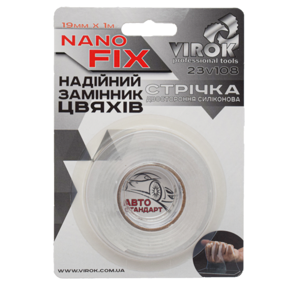 Стрічка 2-стороння силіконова VIROK Nano Fix: 19 мм х 1 м [30]