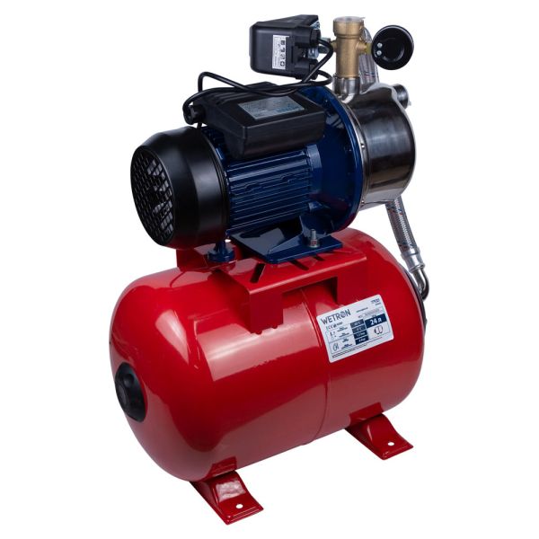 Станція 1.1кВт Hmax 48м Qmax 60л/хв (самовсмоктуючий насос нерж) 24л Україна WETRON JETS100А5 (775054/24)