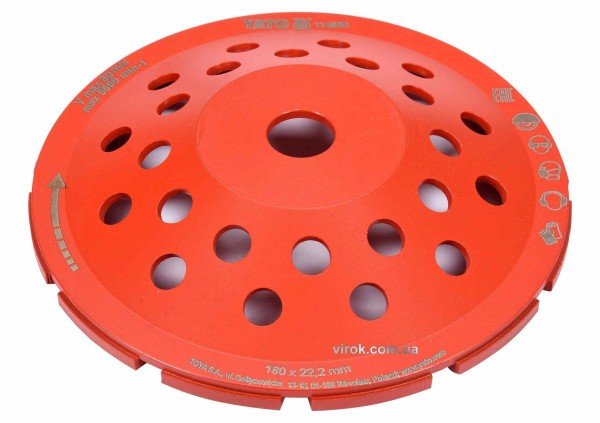 Диск шліфувальний алмазний YATO : 180 х 22.2 мм, 6600 об/хв, M14 [20]