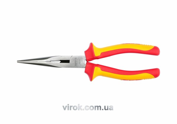 Щипці електромонтажні подовжені півкруглі прямі YATO : L= 200 мм з ізоляцією 1000V [6/36]
