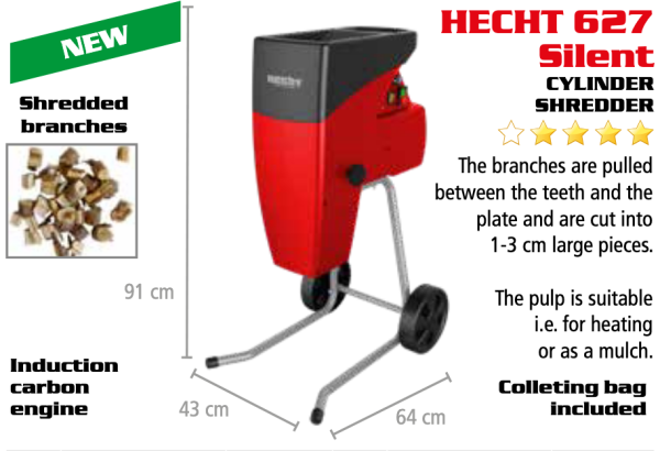 Садовий фрезерний подрібнювач гілок HECHT 627 SILENT