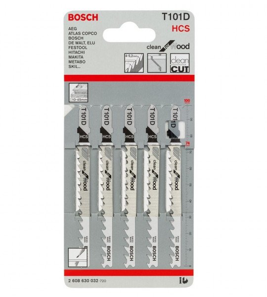 Полотно для лобзика Bosch HCS T 101 D, 5 шт.
