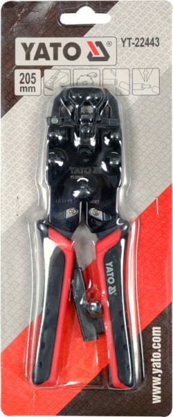 Кліщі для обтискання і зачистки кaбелів YATO : RJ45, RJ10, RJ11, L= 205 мм [10]