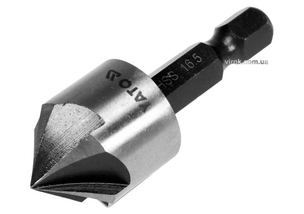 Зенкер конічний по металу YATO : HSS, Ø= 16.5 мм, l= 45 мм, 5 пругів, HEX- 1/4