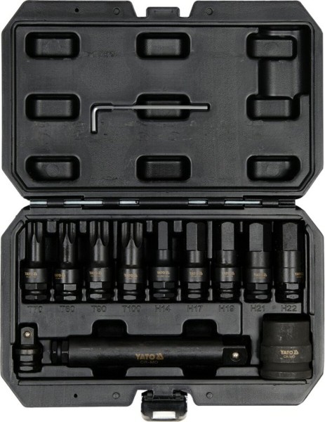 Набір насадок викруткових ударних YATO : TORX/HEX до квадратів 1/2