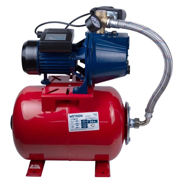 Станція 0.75кВт Hmax 45м Qmax 55л/хв (самовсмоктуючий насос) 24л Україна WETRON JET80А5 (775042/24)