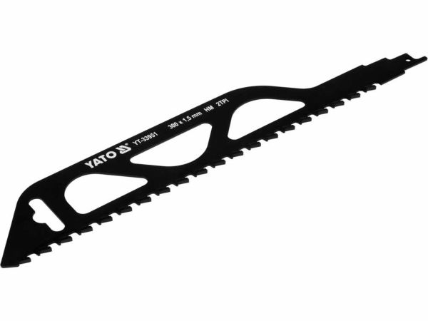 Полотно до шаблевої пили по пористому бетоні і кераміці YATO: l= 300 мм, h= 1,5 мм, 2 зуби/1" [20]