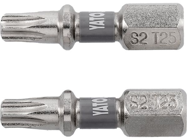 Насадка викруткова YATO TORX T25 х 25 мм. HEX 1/4", покрита нікелем, 2 шт.[10]