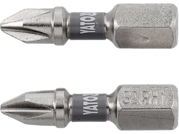 Насадка викруткова YATO PH1 х 25мм. HEX 1/4", покрита нікелем, 2шт.[10]