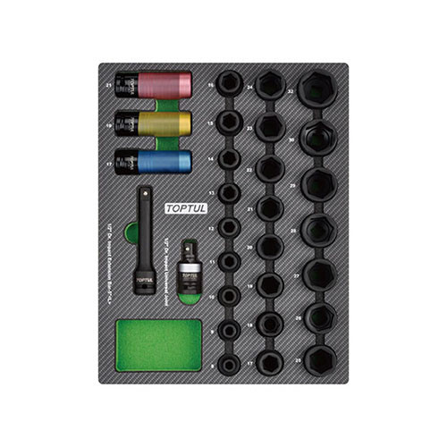 Набір головок ударних 1/2" 8-32 мм 29ед. (в ложементі, тип В) TOPTUL GEB2902