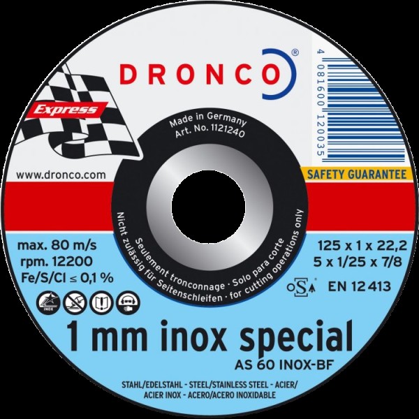 Диск по нерж.125x1.0х22.2 Dronco