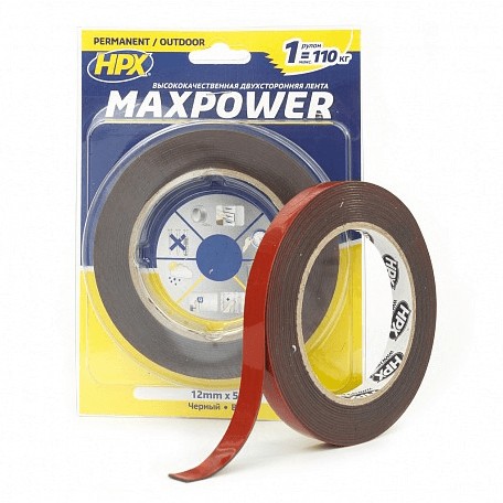 HPX Стрічка 2-ст.акрил.посил.12мм*5м MAXPOWER OT1205