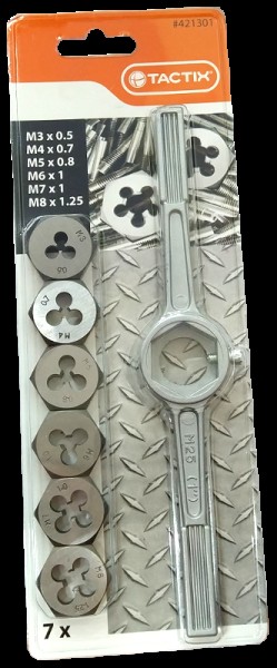 Набір плашек M3-M8 з/воротком 7-в-1 TC