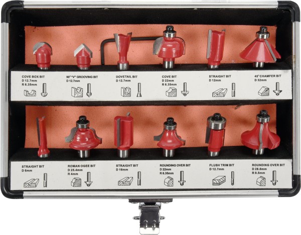 Фрези по дереву YATO : зі шпинделем Ø8 мм, 12 шт [20]