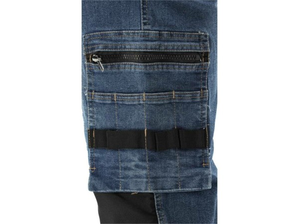 Штани робочі джинс стрейч YATO розмір L/XL- 98-106 см, ріст- 180-188см, тем-сині, 17 кишень, 71% бав
