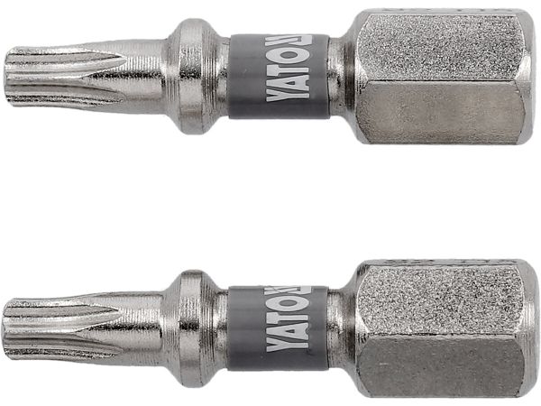 Насадка викруткова YATO TORX T15 х 25 мм. HEX 1/4", покрита нікелем, 2 шт.[10]