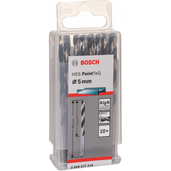 Свердло для металу Bosch HSS-PointTeQ, 5х52х86мм, 10шт (2.608.577.218)