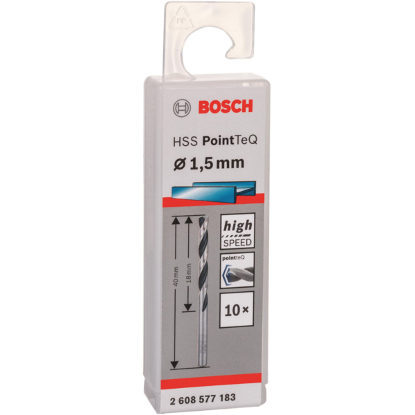 Свердло для металу Bosch HSS-PointTeQ, 1.5х18х40мм, 10шт (2.608.577.183)