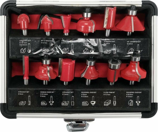 Фрези по дереву YATO зі шпинделем Ø 6 мм, Ø= 6-32 мм, 12 шт [20]