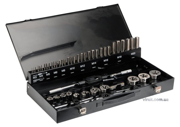 Мітчики і плашки YATO Ø= М3- М20 з воротками і плашкотримачами, 56 елем. [2]