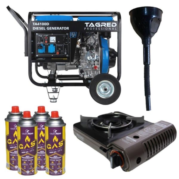 Дизельний генератор TAGRED TA4100D + газова плитка Orcamp CK-505 + електричний обігрівач Gardyer HE2000