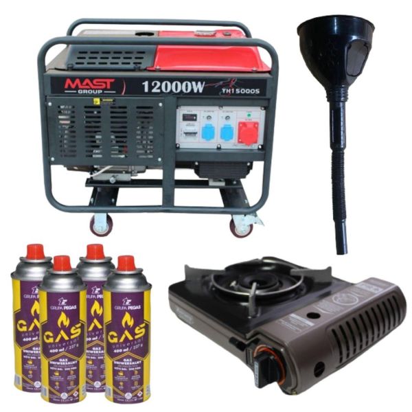 Бензиновий генератор MAST GROUP YH15000S + газова плитка Orcamp CK-505 + електричний обігрівач Gardyer HE2000
