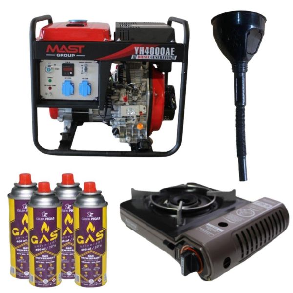 Дизельний генератор MAST GROUP YH4000AE + газова плитка Orcamp CK-505 + електричний обігрівач Gardyer HE2000