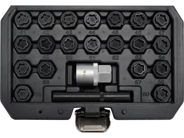 Торцеві головки до гвинтів колісних дисків авто BMW YATO: з квадратом- 1/2", компл. 22 шт [20]