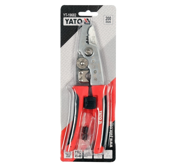 Кліщі для обрізання і знімання ізоляції з провідників YATO Ø≤ 10,5 мм, L= 200 мм [10/100]