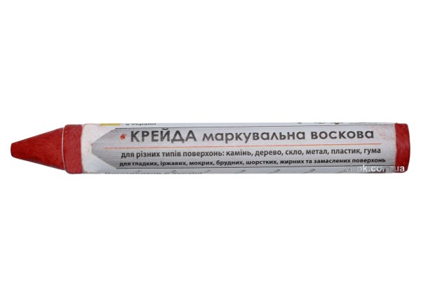 Крейда маркувальна VIROK : червона, 13x120 мм. воскова для різних поверхонь. УП 12 шт.