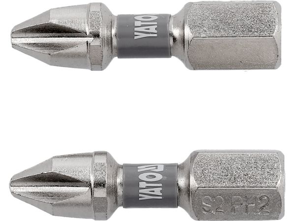Насадка викруткова YATO PH2 х 25мм. HEX 1/4", покрита нікелем, 2шт.[10]