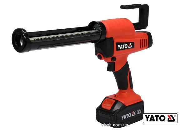Пістолет для клеїв і герметиків акумул. YATO: Li-Ion 18В, 4Агод, для тюбів l= 225 мм, 0.5-8 мм/с [5]