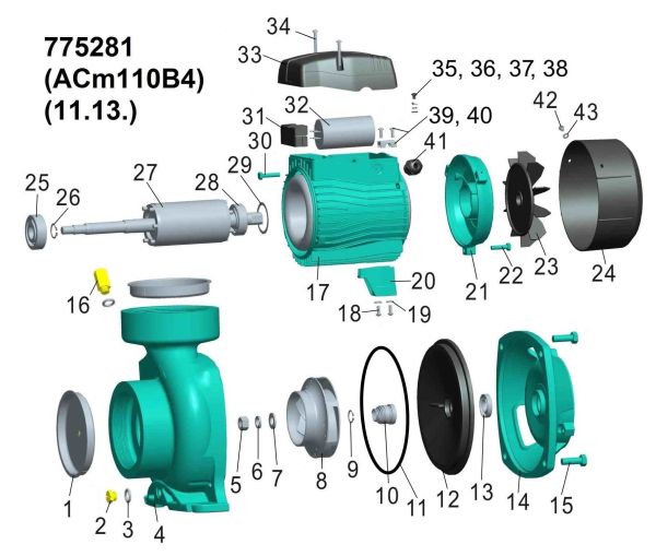 Насос відцентровий 1.1кВт Hmax 12.5м Qmax 900л/хв 4" LEO 3.0 ACm110B4 (775281)