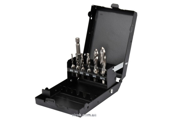 Набір свердл-мітчиків YATO М3-М10, HSS М2, HEX-1/4