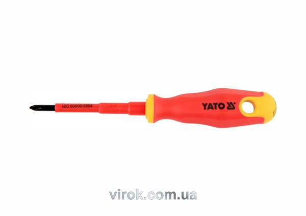 Викрутка хрестова діелектрична ізольована YATO : PH1 x 80 мм. VDE до 1000V [12/120]