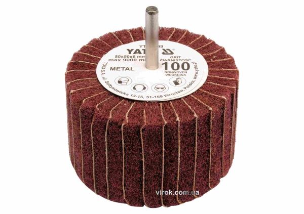 Круг пелюстковий шліфувальний YATO : подовжений Ø=80 мм, К200, шпиндель Ø= 6 мм, H= 50 мм [10/60]