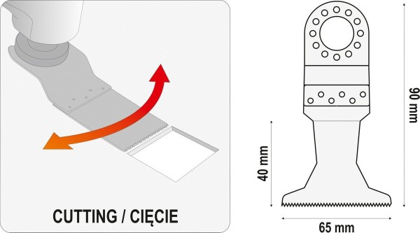 Полотно-насадка різальне біметал для реноватора YT-82223 YATO по дереву і металу l=90мм, w=65мм [10]