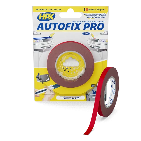 AUTOFIX PRO - 6мм x 2м - автомобільна двостороння клейка стрічка
